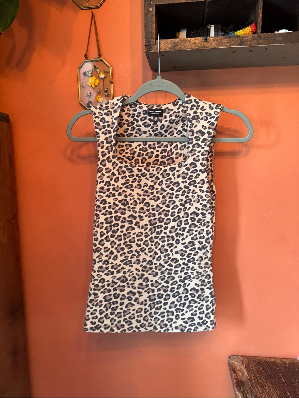 Buckle Leopard Print Tank Top - Cream and Black Spots